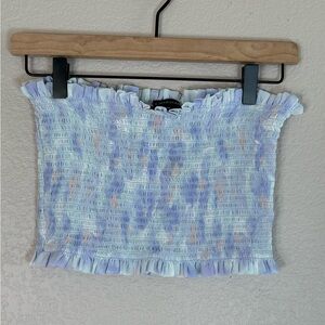 Callipygian Women's Blue White & Pink Smocked Tube Top size ML